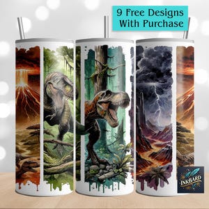 Dinosaur Kids T-Rex Jurassic Trendy Seamless 20 oz Skinny Tumbler Wrap Sublimation Design Download PNG Instant Digital Only