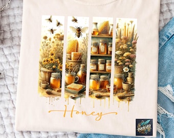 Honeycomb Honey Bumble Bee Spring Summer Sunflower Floral Sublimation Shirt Design, PNG Instant Digital Download Only, Tshirt