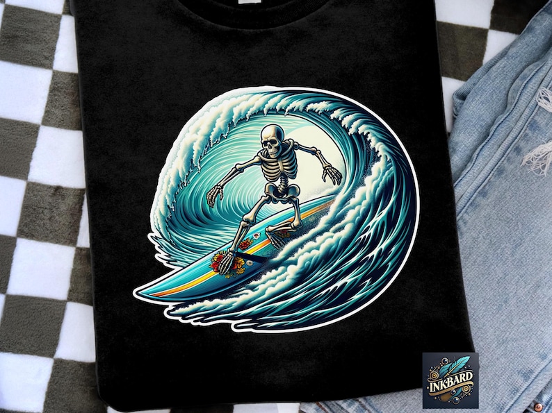 Funny Skeleton Surfing Beach Summer Vacation Shirt Sublimation PNG ...