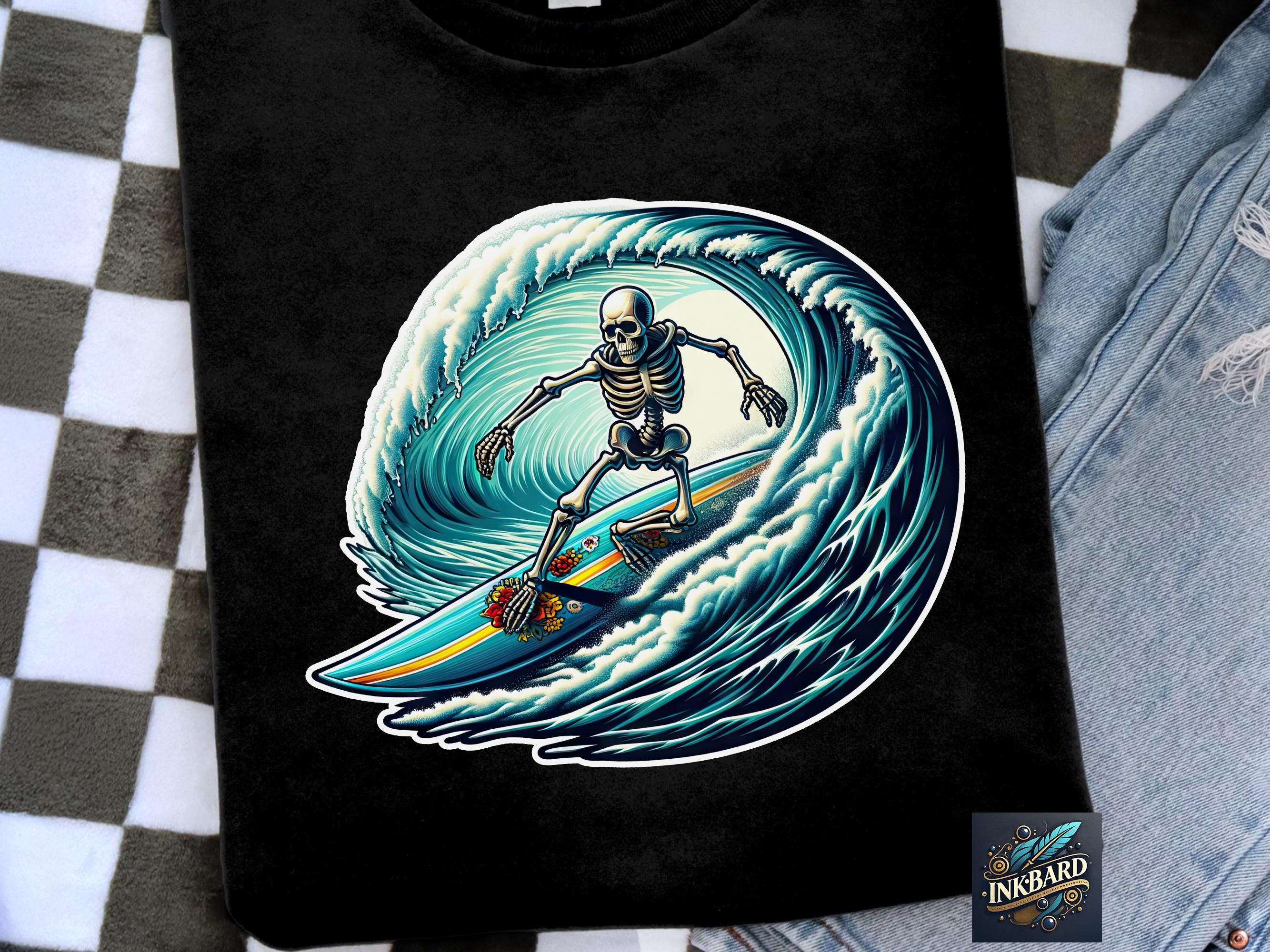Funny Skeleton Surfing Beach Summer Vacation Shirt Sublimation PNG ...
