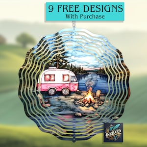 RV Camping Wind Spinner, Camping Sublimation Design Digital Download ONLY PNG Instant, Door Hanger Art | Camper