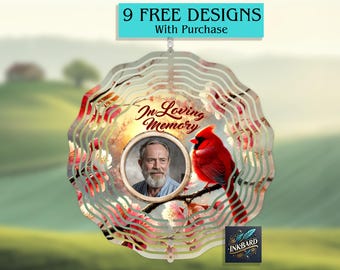 In Loving Memory Memorial Cardinal Add Your Photo Windspinner Sublimation Digital Design Only Instant Download Garden PNG