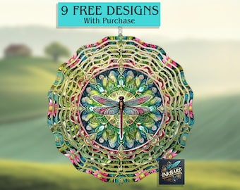 Wind Spinner Sublimation Design | Mystical Dragonfly Night Garden, Vibrant | Digital Download PNG Instant DIGITAL ONLY, Door Hanger