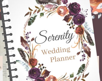 Step-by-step Printable Wedding Planner PDF Download - Boho theme - customizable cover