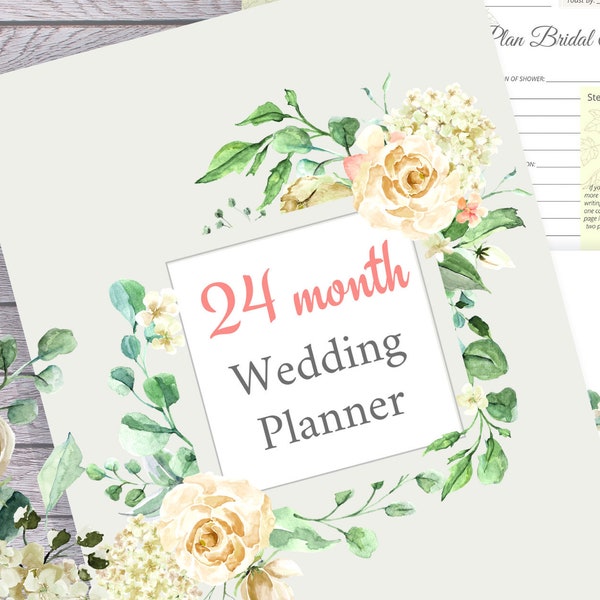 24-Month Wedding Planner - DIY Printable PDF Download for your binder, notebook, organizer - timeline, dividers, included