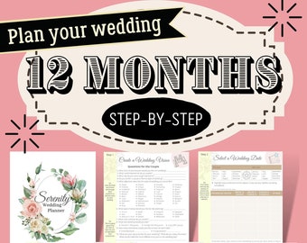 12-Month Wedding Planner - DIY wedding planner book - Printable wedding planner PDF Download to help you with wedding planning today