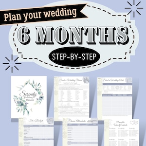6-month Printable Wedding Planner Blue Theme - PDF Download With ...