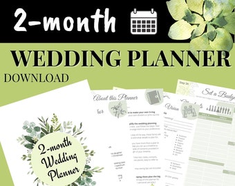 2-Month Printable Wedding Planner - PDF Download with wedding timeline for your binder, notebook, organizer - timeline, dividers, included