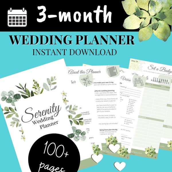 3-Month Wedding Planner Printable | Printable Wedding Planner Pages | Wedding Plan Bundle | Wedding Planning Book | Wedding Planner PDF