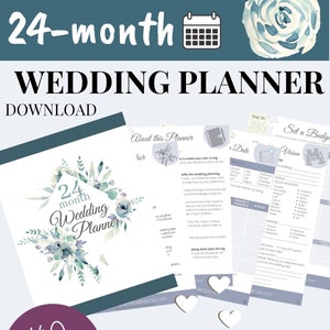 Agenda de mariage 24 mois imprimable en téléchargement PDF avec chronologie du mariage pour votre classeur de planification de mariage idéal pour un organisateur de mariage DIY image 1