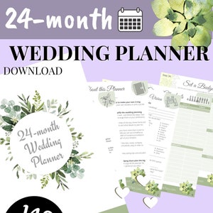 24-Month Printable Wedding Planner - PDF Download with wedding timeline for your binder, notebook, organizer - timeline, dividers, included