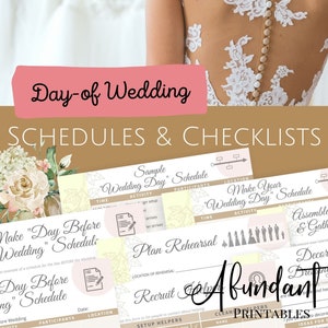 Wedding Day Checklist PDF Bundle zum Ausdrucken für Ihren Hochzeitsplaner, Notizbuch, Organizer, Ordner - perfekt als Geschenk für den Day-of-Wedding-Koplaner