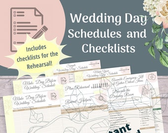 Wedding Day Checklist PDF Bundle to print for your Wedding Planner Notebook Organizer Binder - perfect to give to Day-of Wedding Coordinator