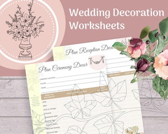 Wedding Decoration Worksheets/Checklists for your Wedding Planning Notebook - Organizer - Binder