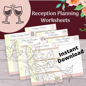 Paquete de listas de verificación de planificación de recepción para cuaderno / carpeta de planificador de bodas