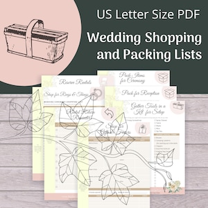 Wedding Checklists - Printable Shopping & Packing Lists for Wedding Planner Notebook