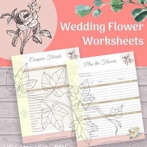 Hojas de trabajo/listas de verificación de planificación de flores de boda para planificador de bodas - Cuaderno - Organizador - Carpeta