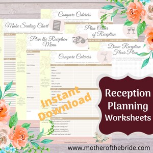 Reception Planning Checklists Bundle for Wedding Planner Notebook / Binder image 2