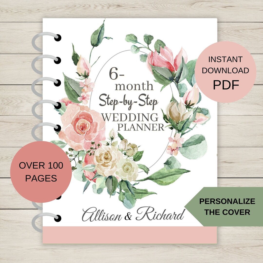 6-month Wedding Planner Printable Step-by-step Wedding Guide for Your Wedding Planning Notebook ...
