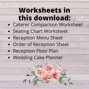 Reception Planning Checklists Bundle for Wedding Planner Notebook / Binder image 3