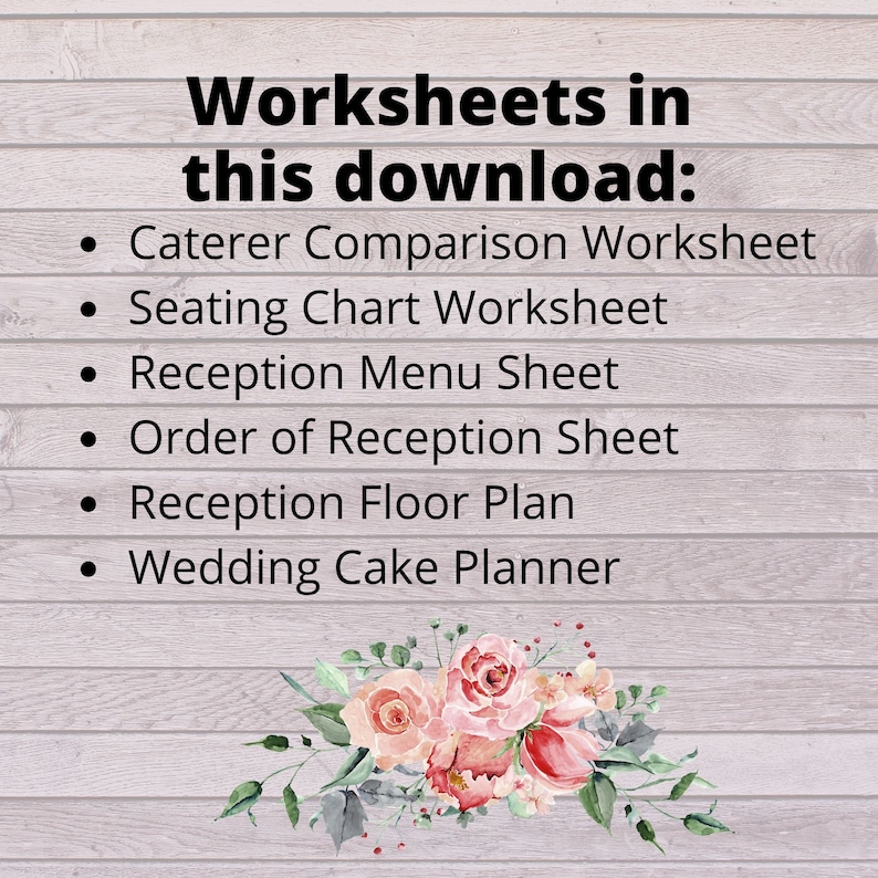 Reception Planning Checklists Bundle for Wedding Planner Notebook / Binder image 3