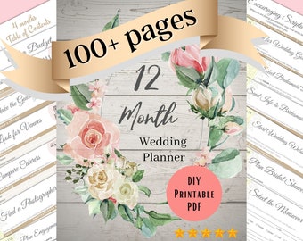 12-Month Wedding Planner - DIY wedding planner book - Printable wedding planner PDF Download to help you with wedding planning today