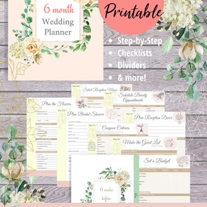 6-month Wedding Planner - DIY Printable PDF Download for Your Binder ...