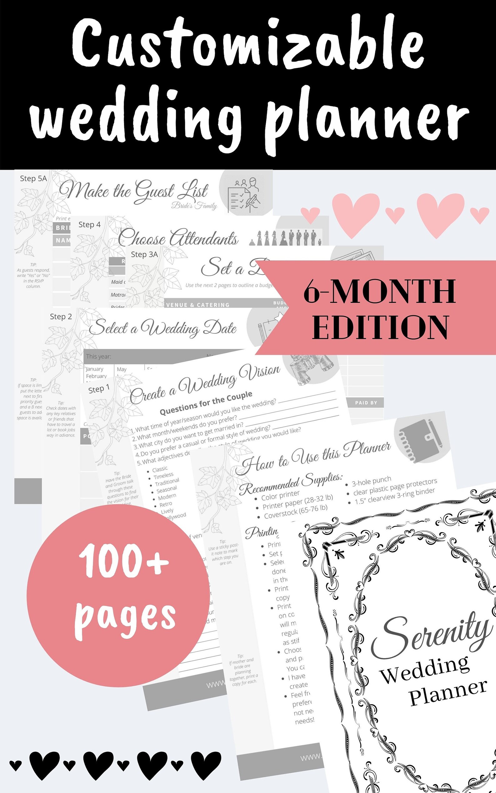 6-month Wedding Planning Binder Printable / Wedding Planner PDF / DIY ...