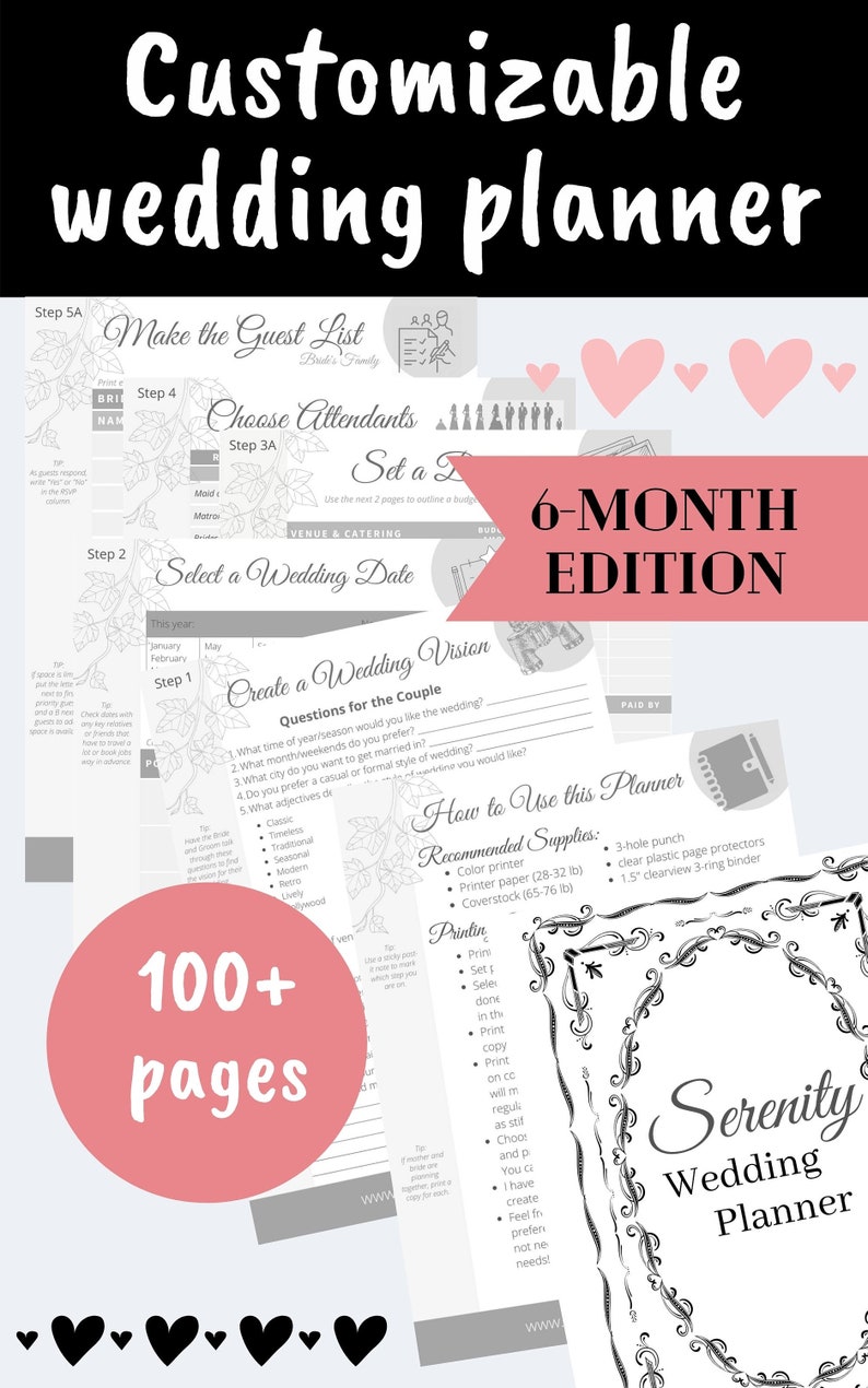 6-month Wedding Planning Binder Printable / Wedding Planner PDF / DIY ...