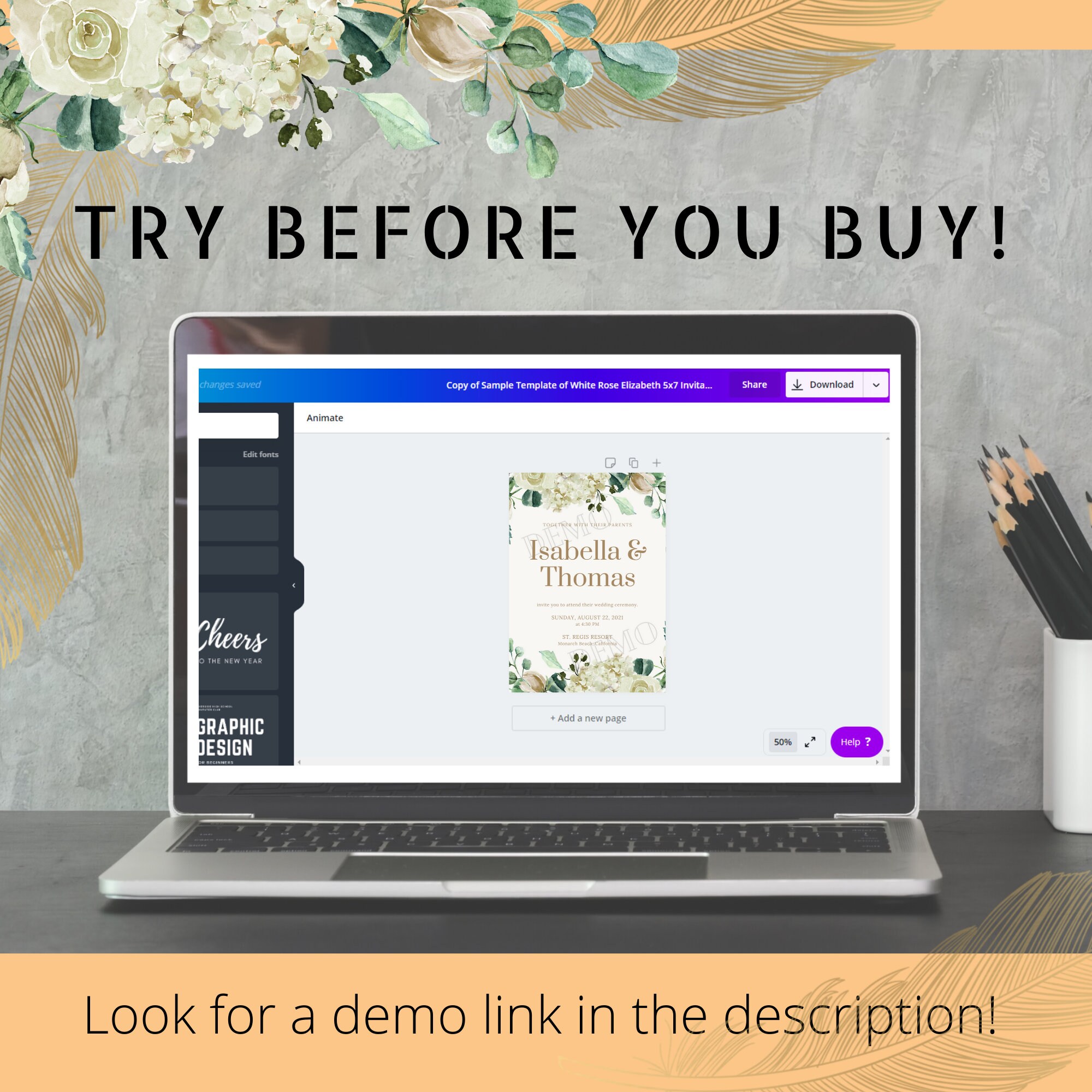 Canva Template Invitation Editable Wedding Stationery Bundle | Etsy