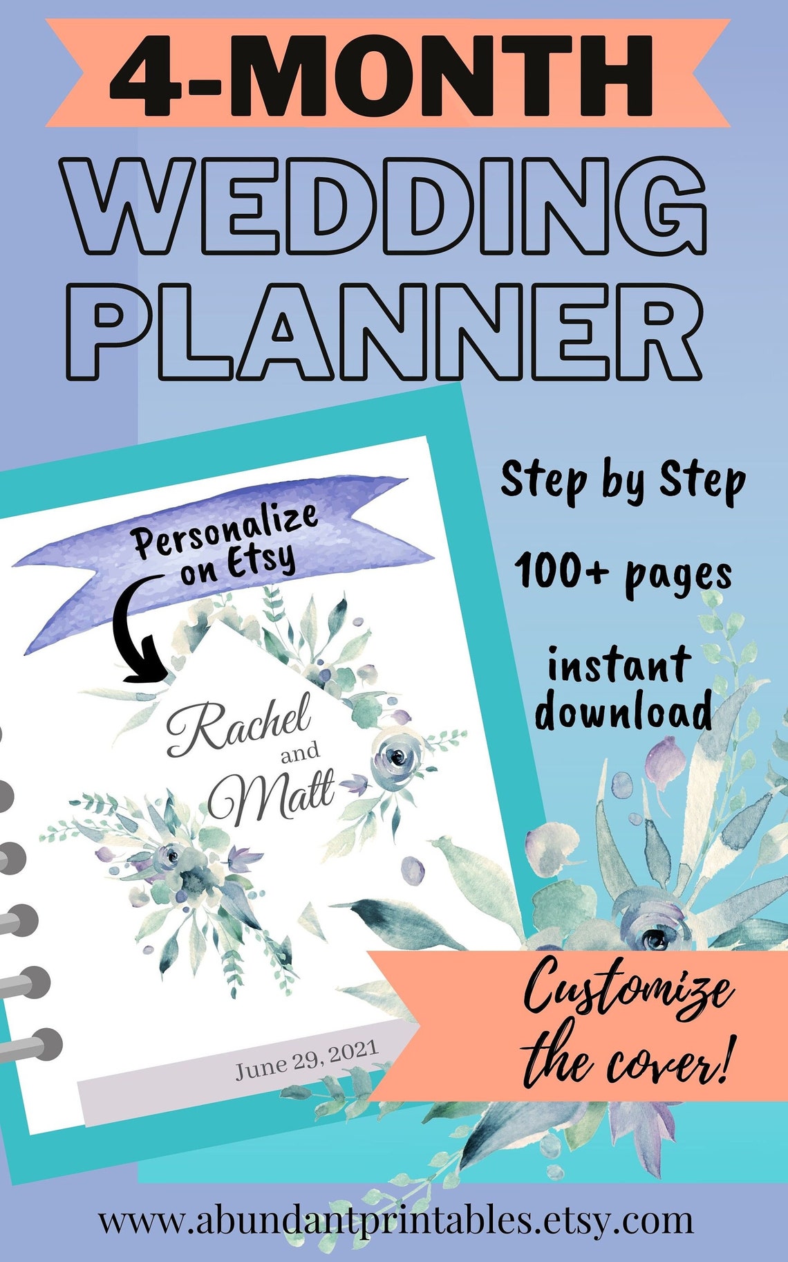 4-month Printable Wedding Planner PDF Download With Wedding Timeline ...