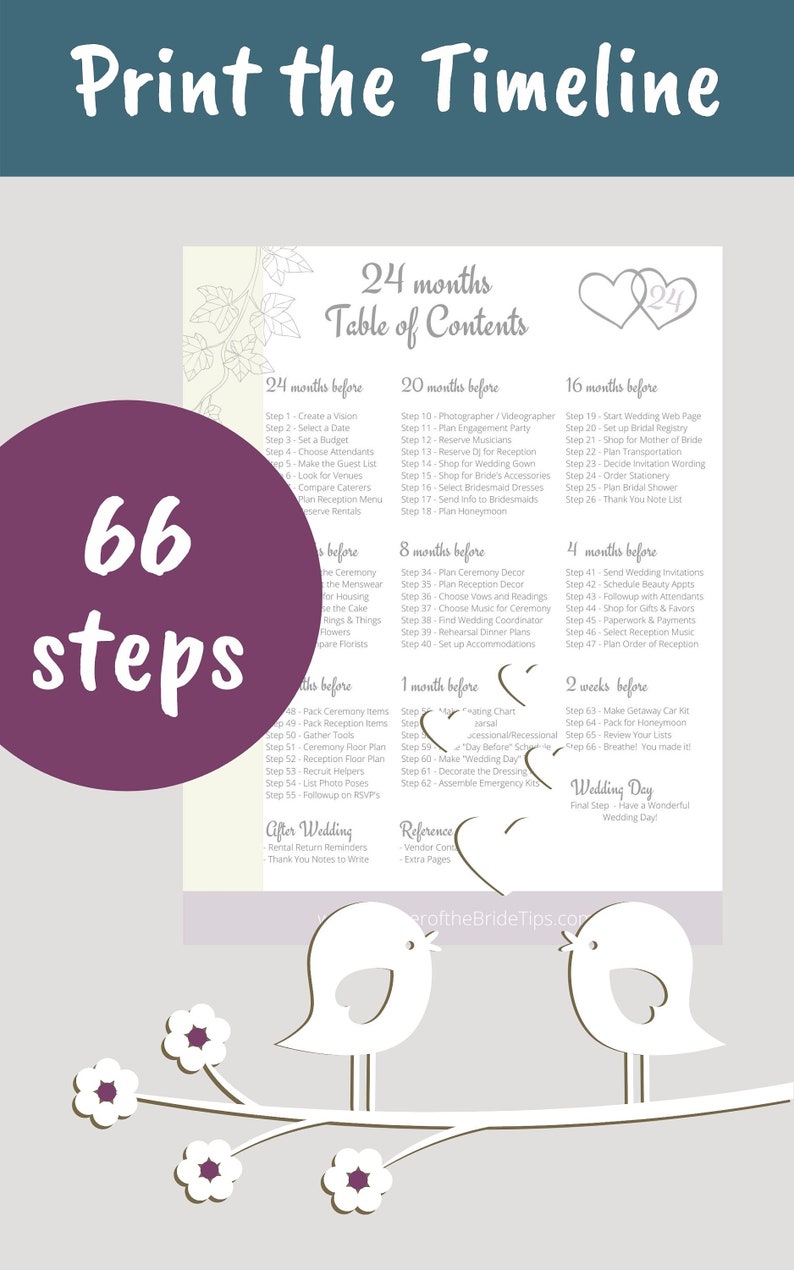 Agenda de mariage 24 mois imprimable en téléchargement PDF avec chronologie du mariage pour votre classeur de planification de mariage idéal pour un organisateur de mariage DIY image 4