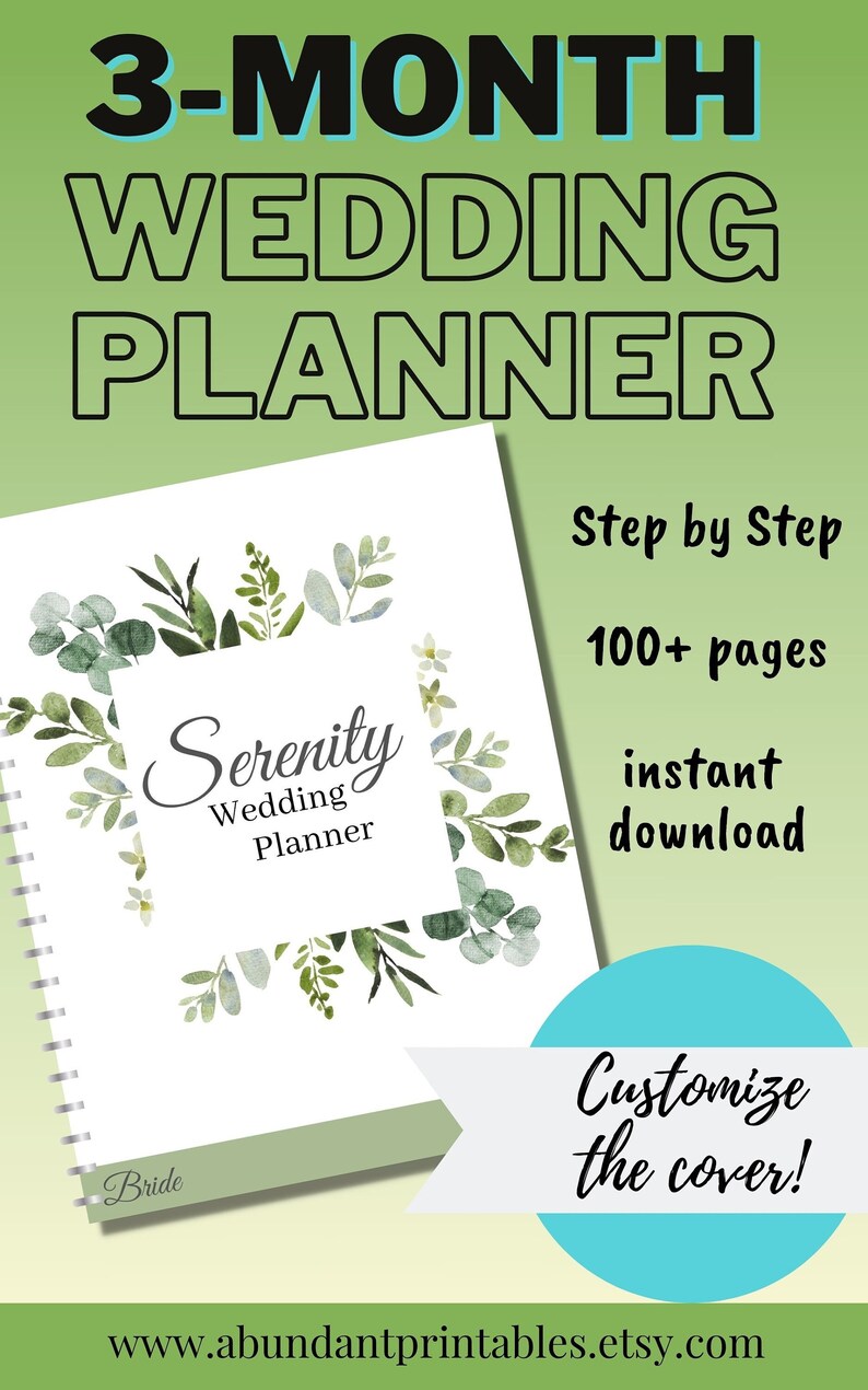 3-month Wedding Planner Printable | Printable Wedding Planner Pages | Wedding Plan Bundle ...