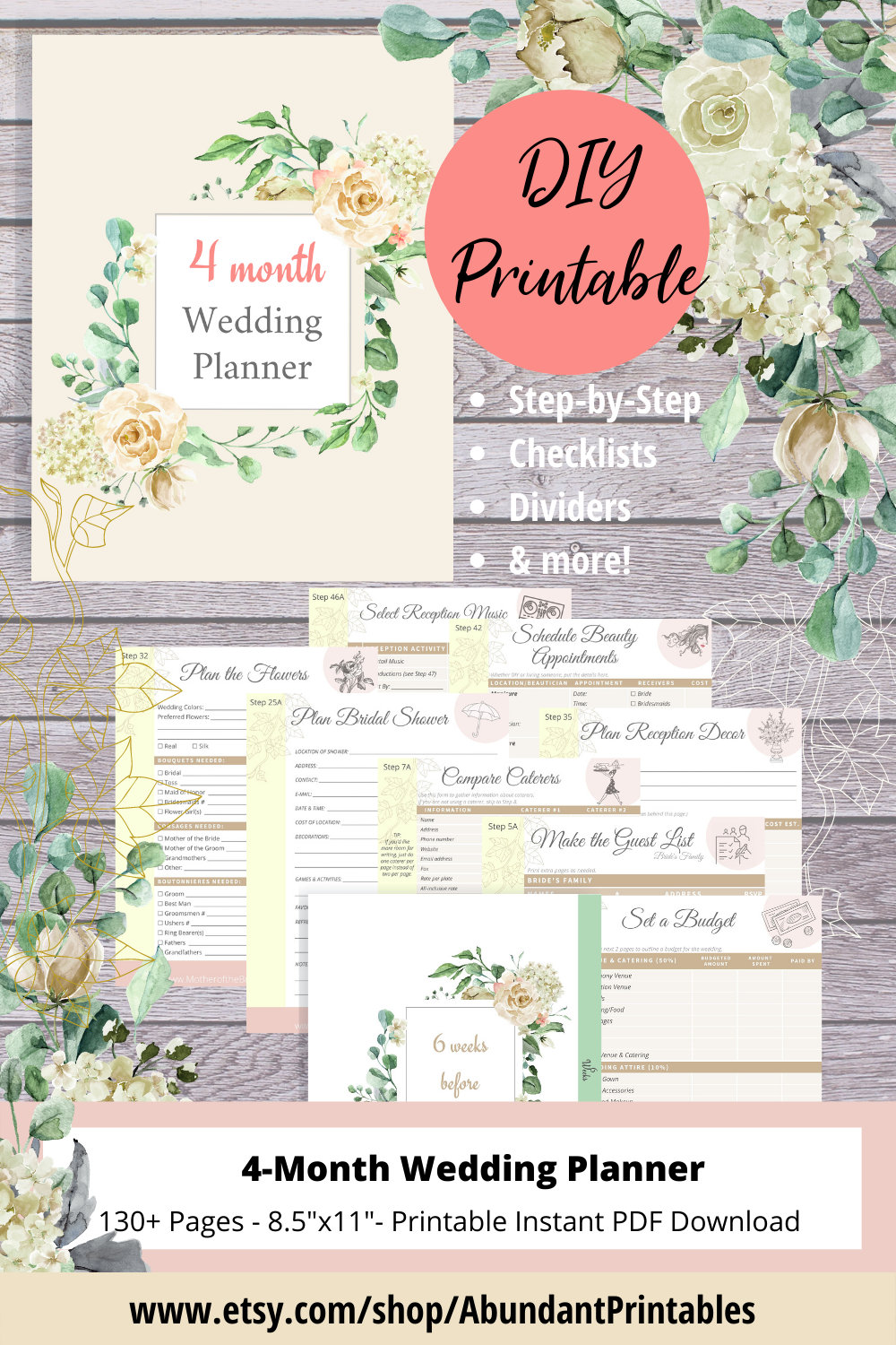 4 month Wedding Planner DIY Printable PDF Download For Your Etsy