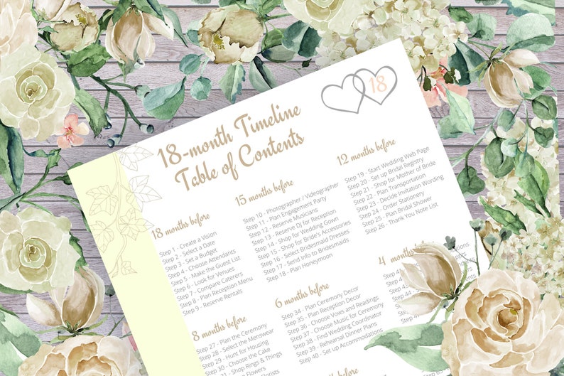 18-Month Wedding Planner Printable / mother of the bride planner / wedding checklists / wedding organizer / DIY wedding planning binder pdf image 2