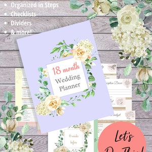 18-Month Wedding Planner Printable / mother of the bride planner / wedding checklists / wedding organizer / DIY wedding planning binder pdf image 9