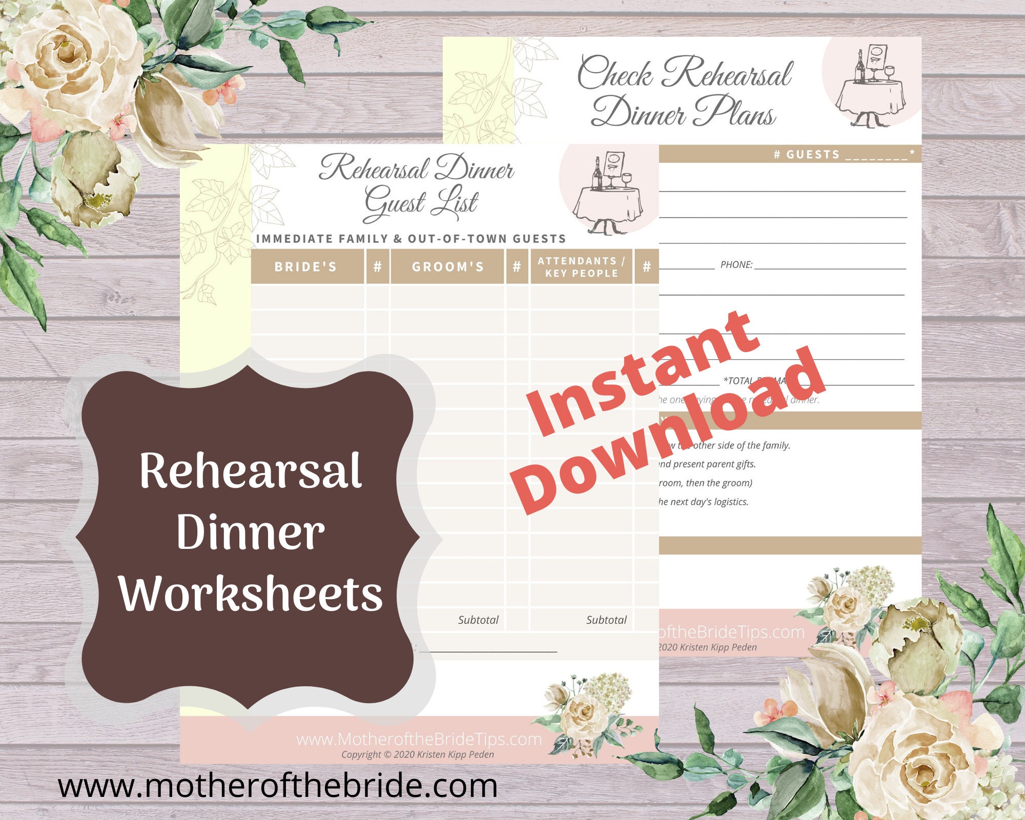 Rehearsal Dinner Planning Worksheets / Checklists / Pages for - Etsy