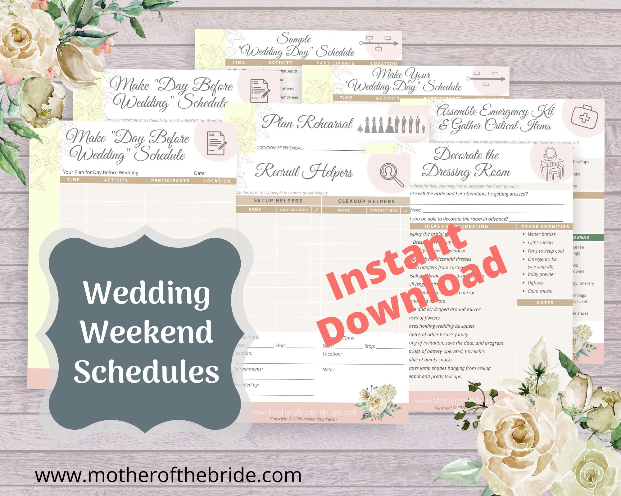 Wedding Day Checklist PDF Bundle to print for your Wedding | Etsy