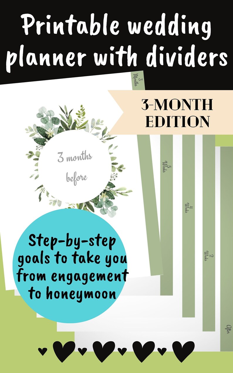 3-month Wedding Planner Printable Printable Wedding Planner Pages Wedding Plan Bundle Wedding ...