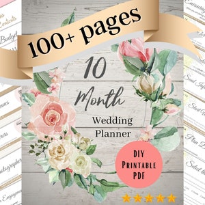 10-Month Wedding Planner printable - DIY wedding planner book - PDF wedding planner Download to help you with wedding planning today