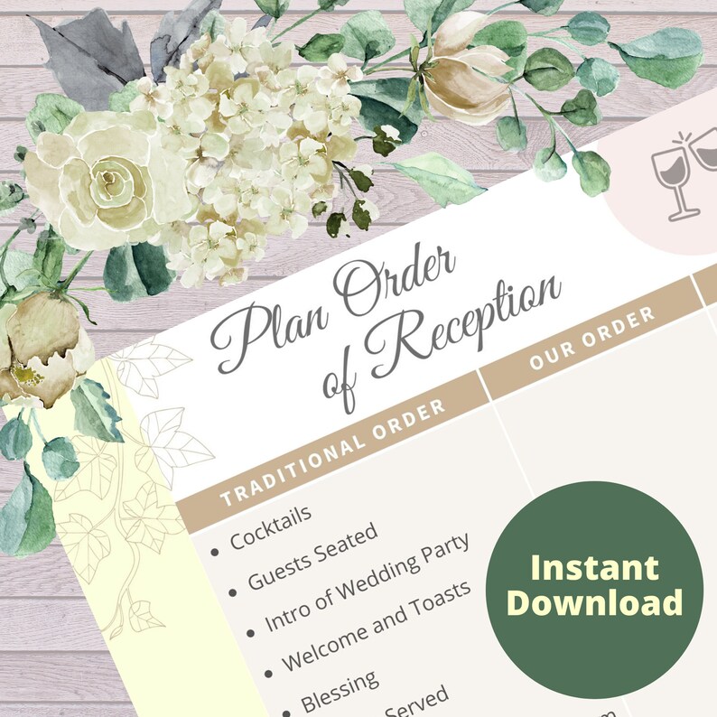 Reception Planning Checklists Bundle for Wedding Planner Notebook / Binder image 7