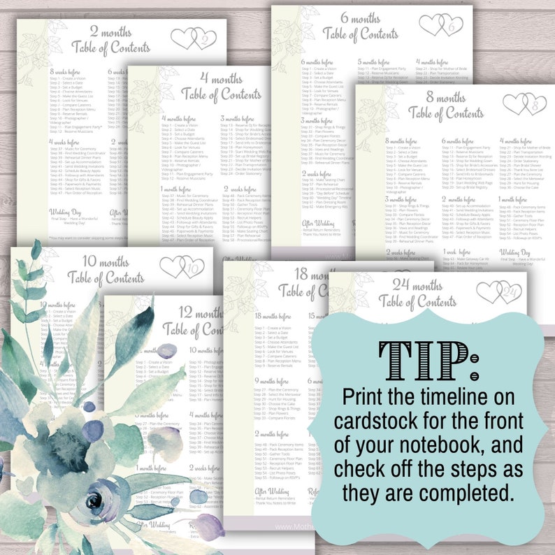4-month Wedding Planner Printable Step-by-step Wedding Guide for Your Wedding Planning Notebook ...