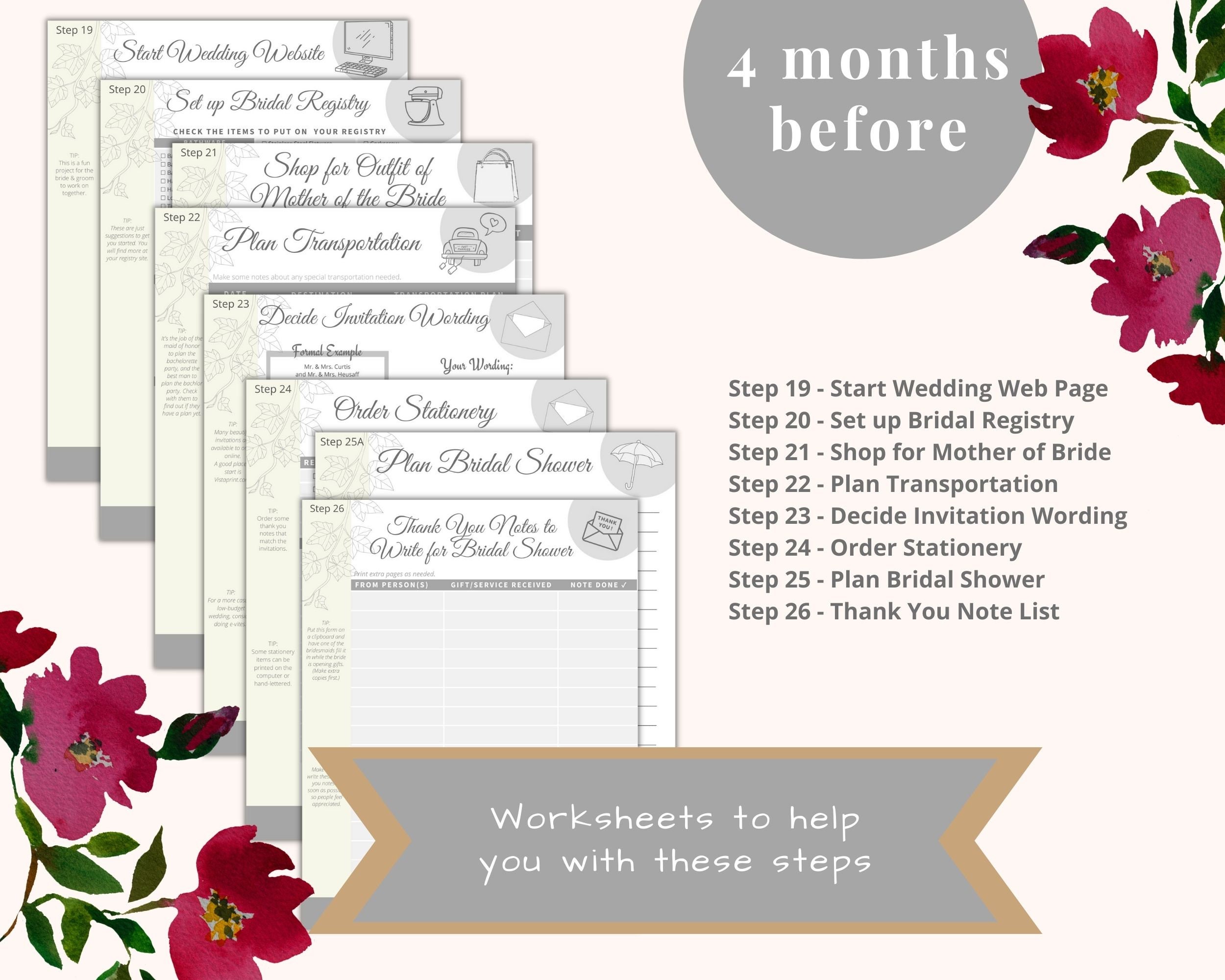 6-month Wedding Planner Printable / Ultimate Wedding Plan Checklist for the Bride PDF / Wedding ...