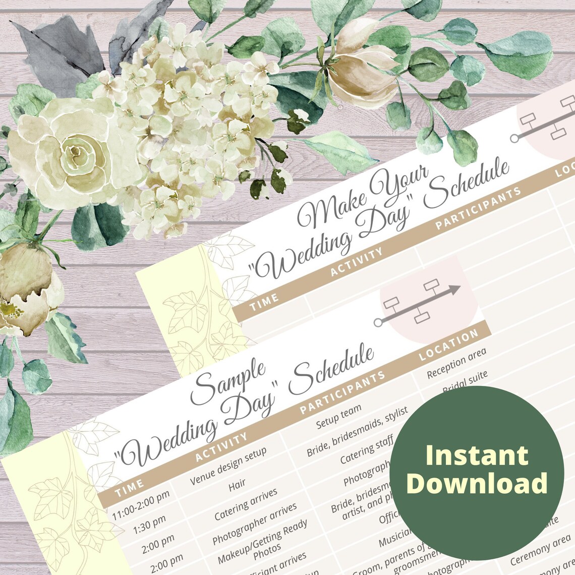Wedding Day Checklist PDF Bundle to Print for Your Wedding Planner ...