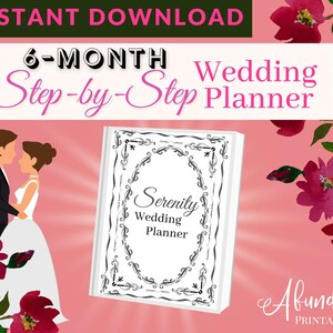 6-Month Wedding Planner printable with wedding timeline for your wedding planning binder, wedding notebook, wedding organizer, bride book