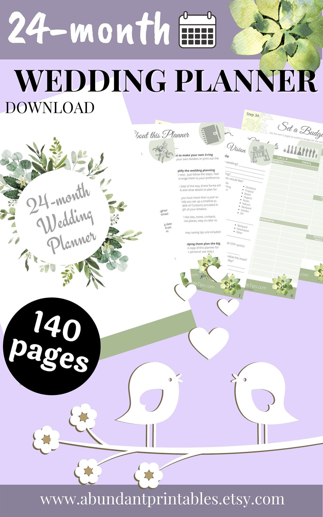24-month Printable Wedding Planner - PDF Download With Wedding Timeline for Your Binder ...