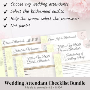 Wedding Attendant Checklist Bundle / Wedding Worksheets / Wedding ...