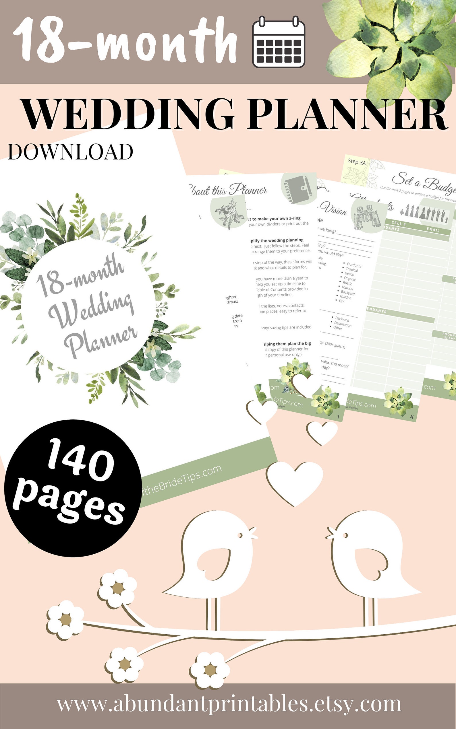 18Month Wedding Planner Printable / mother of the bride Etsy.de