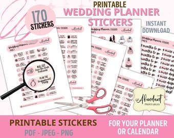 Printable Wedding Planner Stickers / Wedding Stickers / Printable Stickers / Printable Planner Stickers / Wedding Planning Sticker Kit