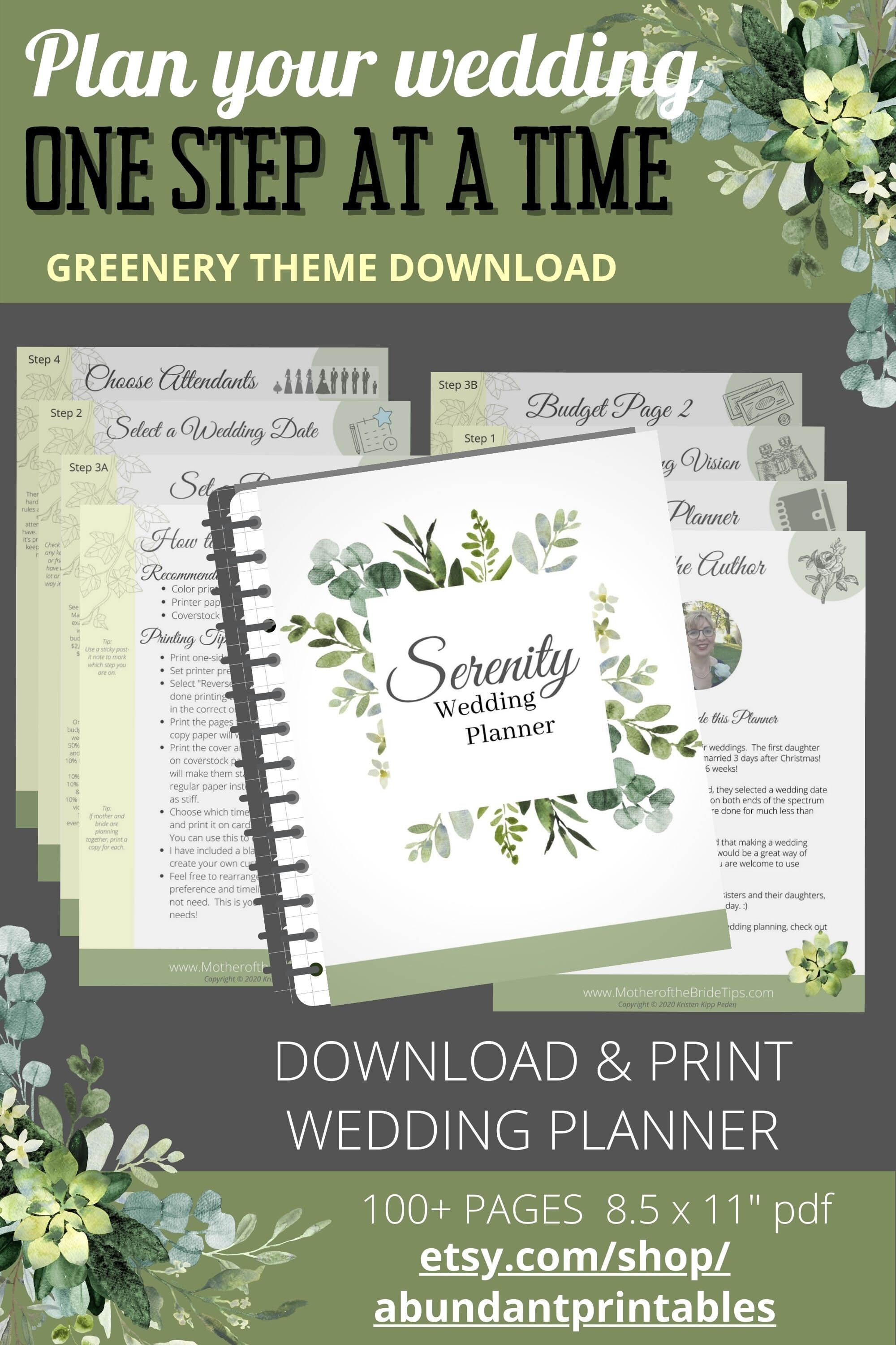 Step-by-step Printable Wedding Planner PDF Download Greenery - Etsy